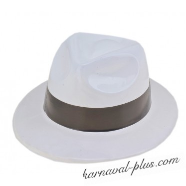 Шляпа белая с черным кантом пластиковая